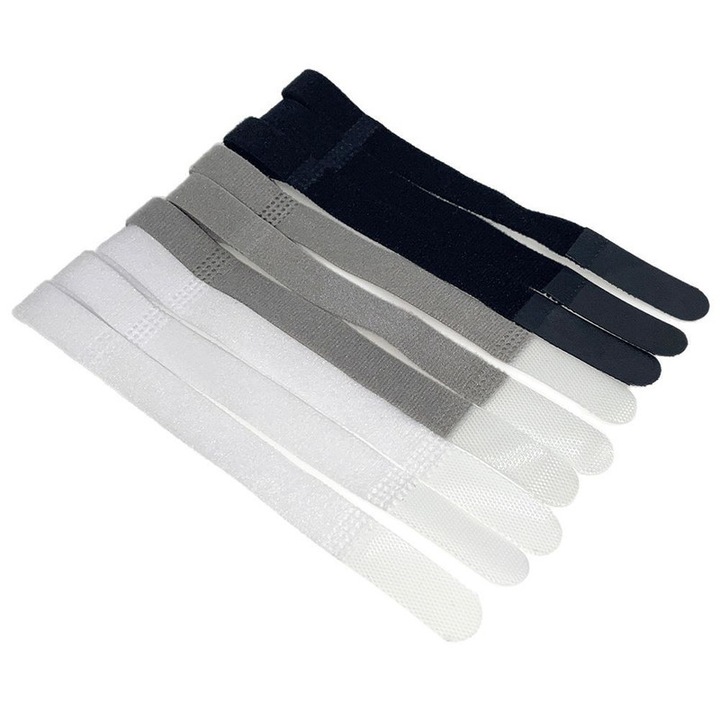 Двустранни велкро кабелни връзки, 30 броя, многоцветни, Идеални за организиране на кабели за данни, захранващи кабели и други различни кабели, 10x100 мм