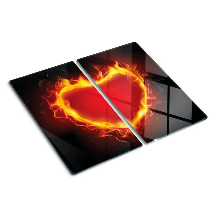 Tocatoare de bucatarie, Tulup, Flacara si Inima, Negru, 2x30x52 cm, 010010520010000049817