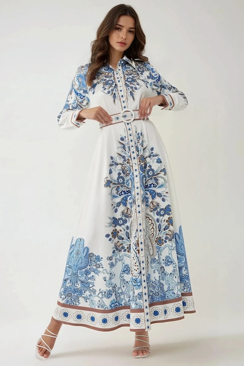 Rochie maxi HiCCUP, albastru, textil, Ice Blue