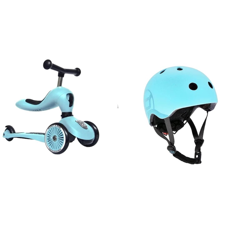 Gyerek roller szett, Scoot & Ride, sisakkal, kék
