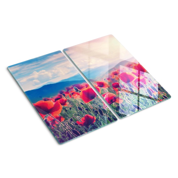 Tocatoare de bucatarie, Tulup, Flori de mac, Rosu, 2x30x52 cm, 010010520010000035028