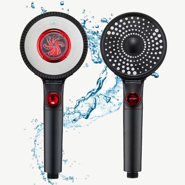 Cap de dus cu filtru HydroPure – presiune mare, 3 jeturi, anti-clor, buton On/Off, universal