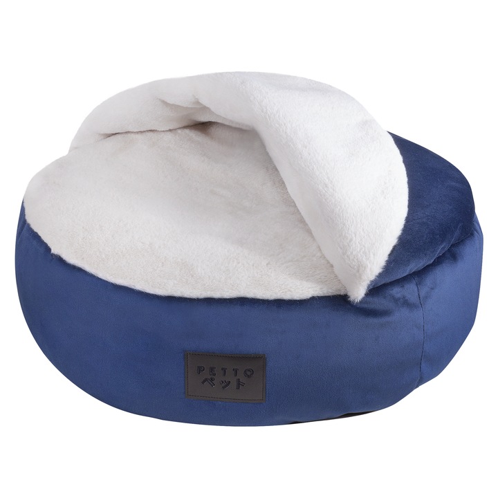 PETTO Minku Velvet culcus tip vizuina bleumarin pentru caini L