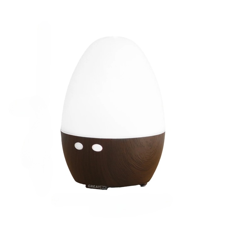 GREATON párásító LED hangulatvilágítással, modern dizájnnal, USB-ről táplált, színváltós, 120 ml, 4W, barna/fehér