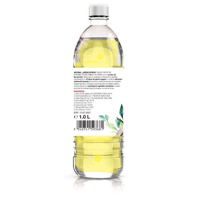 Solutie Protectie Adeno Porumbei, Pasari, Animale de Ferma, Extract Plante 1 L, Culoare Galben Deschis