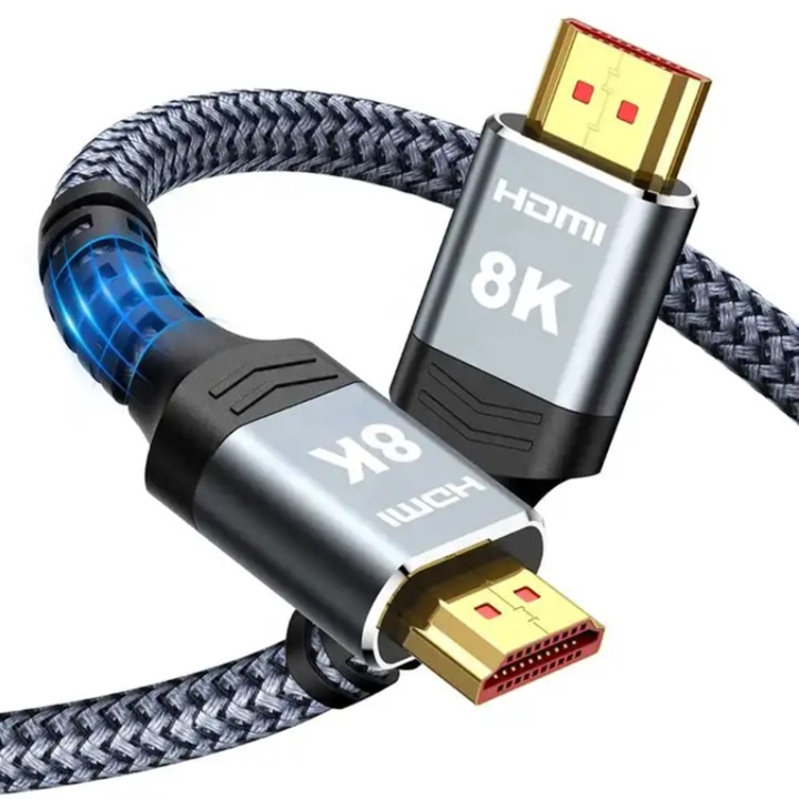 VarioShop® HDMI 2.1 кабел, Plug and Play технология, 4K, 8K, 7680 x 4320, 48 Gbps, 1 м, Черен/Сив