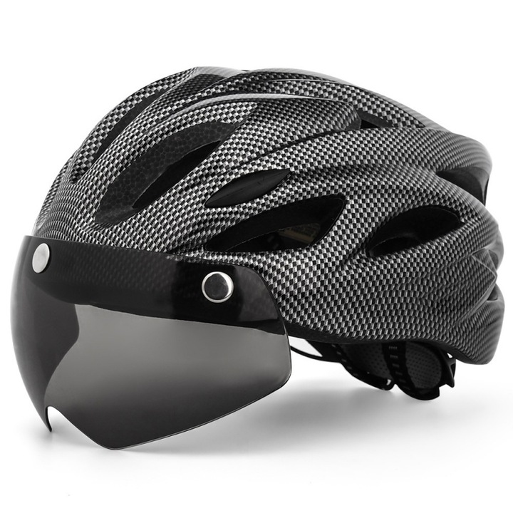 Casca de bicicleta, 3 metode de purtare, circumferinta capului 58-62 cm, cu lumina spate, captuseala din material EPS de inalta densitate, ventilatie si disipare a caldurii, rezistenta la caderi si uzura, fibra de carbon neagra