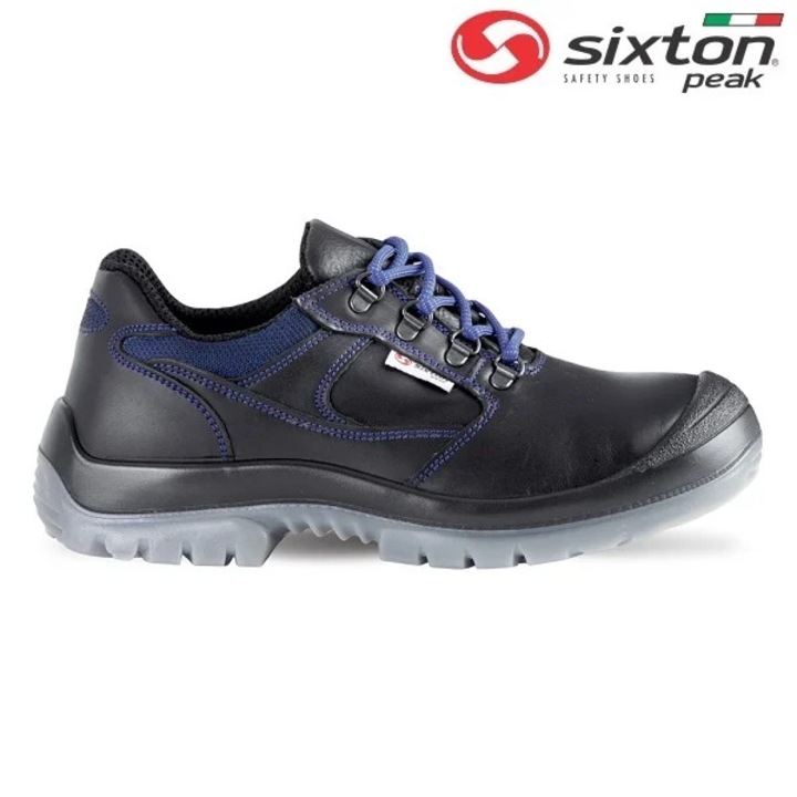 Pantofi de protectie cu bombeu metalic, Sixton, Kentucky S3, Piele naturala, Negru/Albastru, 48