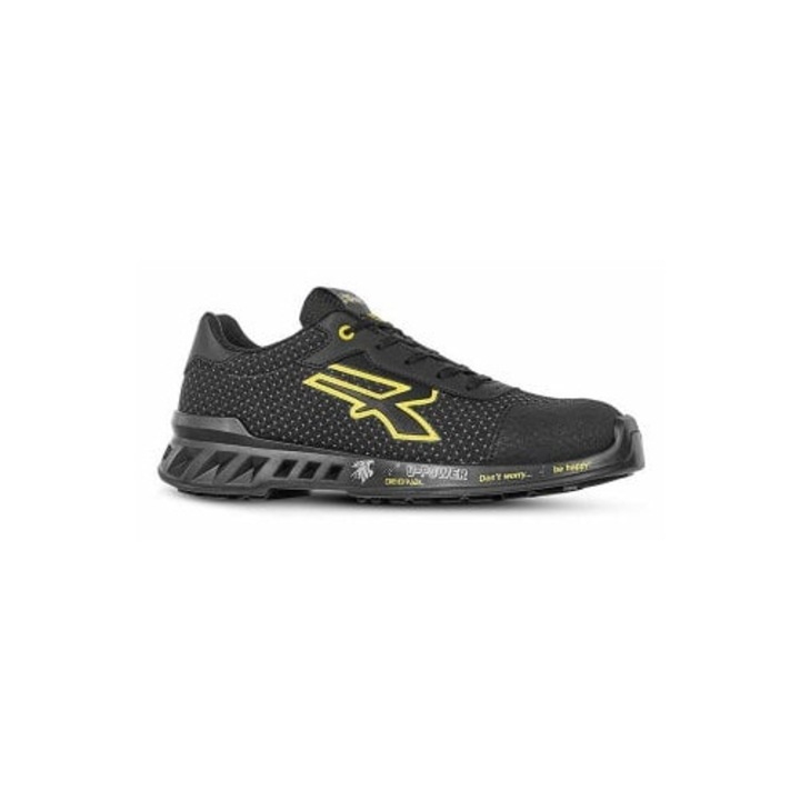 Pantofi de protectie cu bombeu din aluminiu, U-Power, S3 ESD SRC, Textil, Negru/Galben, 45