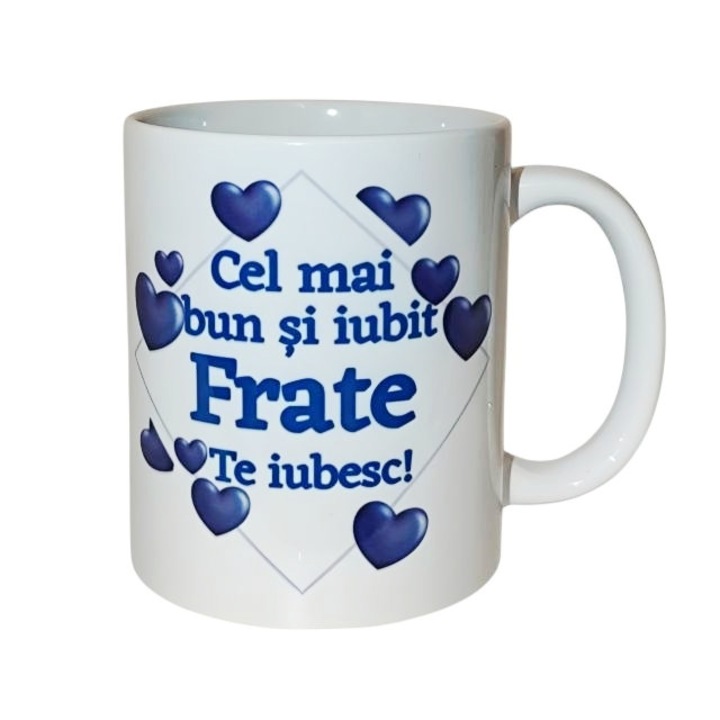 Cana alba personalizata pentru FRATE, ceramica, 330 ml