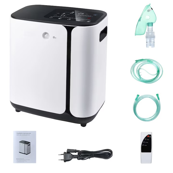 Concentrator Oxigen 1-8L/min, Aparat Oxigen pentru Acasa, 93% Puritate, Filtrare 8 Etape, Telecomanda, Timer, Silentios