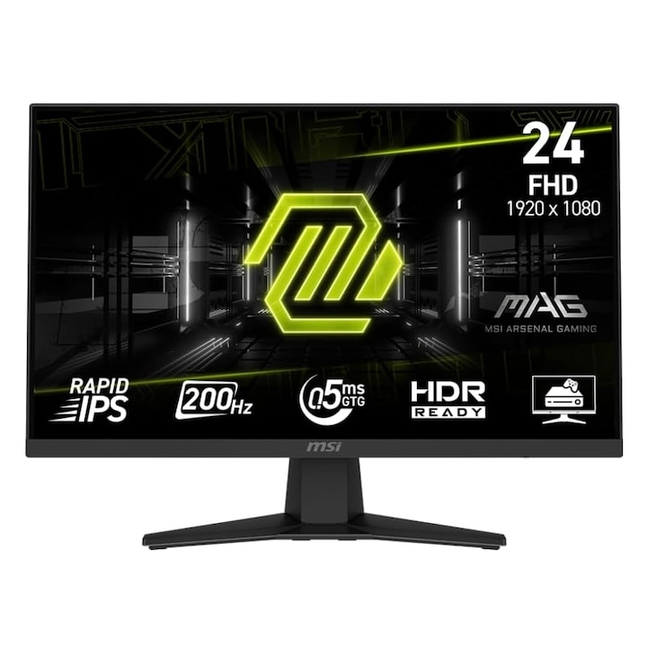 MSI Rapid IPS LED Gaming Monitor 23.8" MAG244F, Full HD 1920 x 1080, HDMI, DisplayPort, 200 Hz, 0.5 ms Fekete