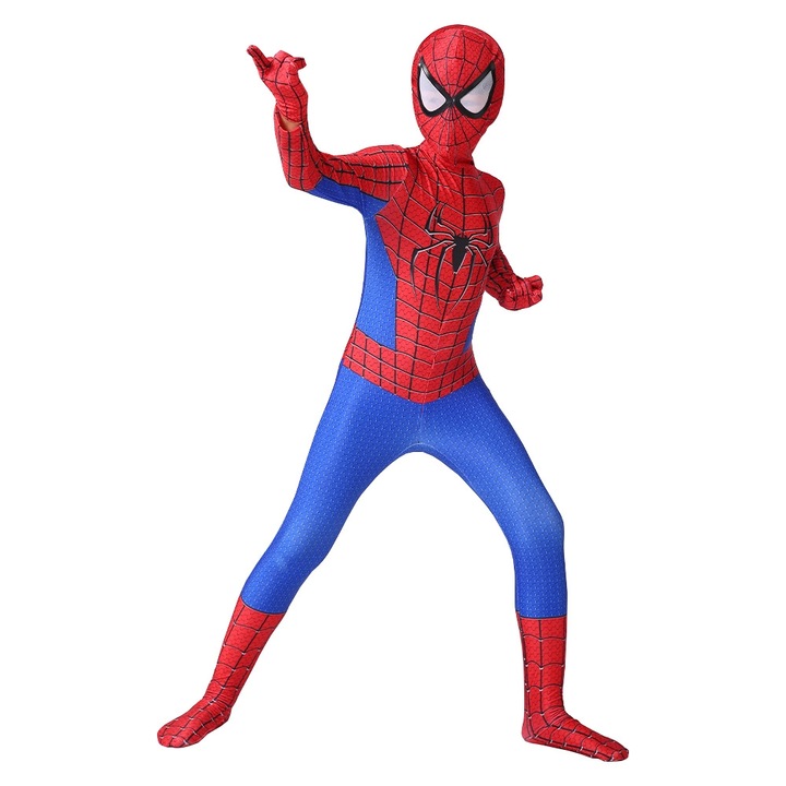 Costum Spider-Man pentru copii, ZOUN, Spider-Man extraordinar, 140 cm, pentru copii de 5 ani si peste, potrivit pentru Halloween, petreceri de ziua de nastere, Craciun, stimuleaza imaginatia si spiritul de aventura, disponibil in mai multe culori