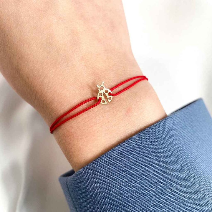 Bratara Aur Snur 14k cu Buburuza Rosu