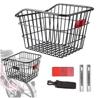 Set Cos De Bicicleta Cu Suport Cu Curea Si Reflector, Gearox, 31x38x26 Cm, Metalic, Curea De Siguranta Rezistenta, Reflector Inclus, Montaj Usor