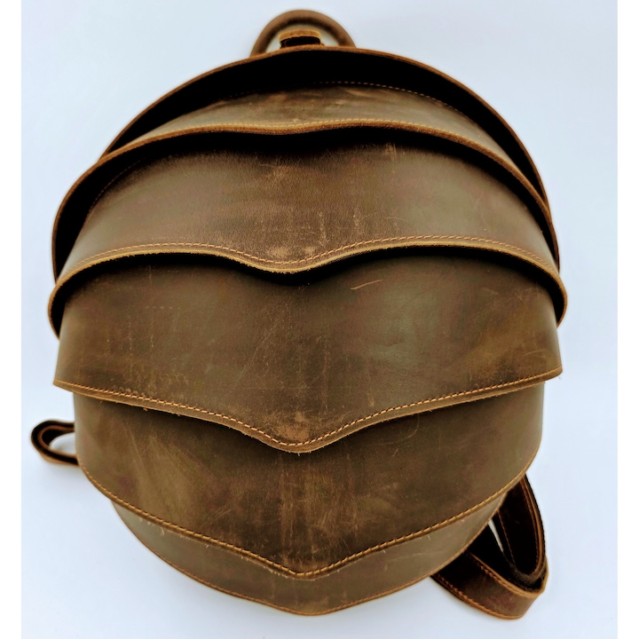 Luxus Crazy Horse bőr hátizsák, vintage városi stílus, lopásgátló dizájn és szoborszerű forma – 33x22x34 cm Oulent Orb