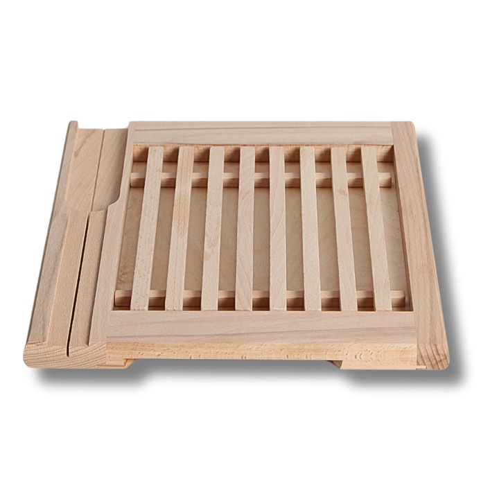 Tocator de bucatarie din lemn de fag Woodcarver, 35x29cm, cu caneluri pentru cruste