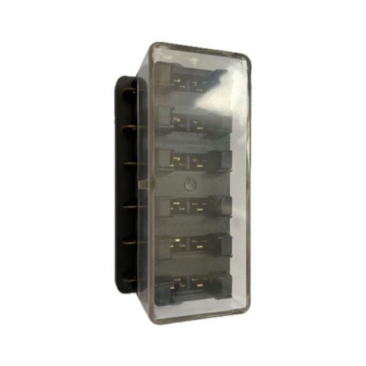 6 pólusú biztosítékdoboz autóba, fedéllel, fekete