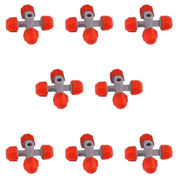 Set 10 buc Cap pulverizator pentru teava picurare, Nr-7588, 4 iesiri