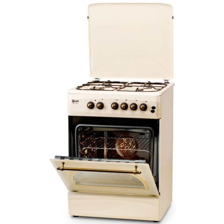 Tűzhely LDK 6060 ECAI NG, gáz, 4 égős, 60 cm bézs