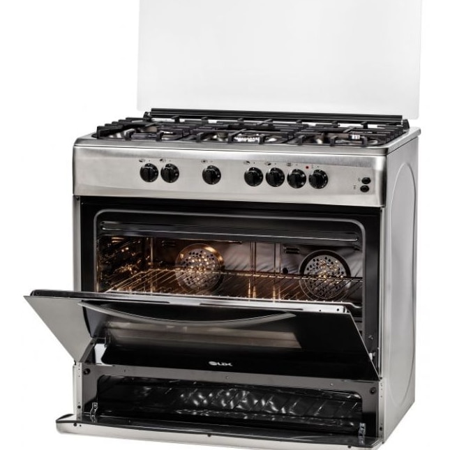 Aragaz LDK 6090 ECAI IX FONTA LPG, 5 Arzatoare, Cuptor electric, Aprindere electrica, convectie duala Inox