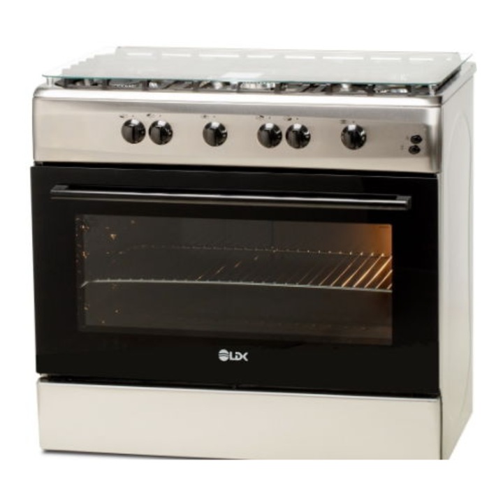 Aragaz LDK 6090 GRAI IX RMV NG, 5 Arzatoare, Gaz, Siguranta, Aprindere electrica, 90cm Inox