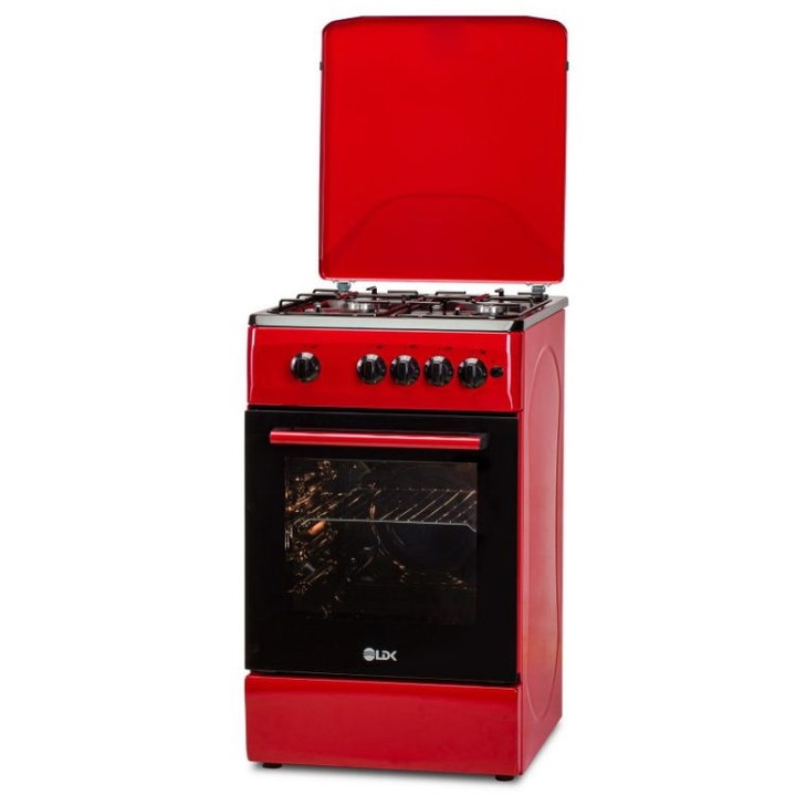 Gáztűzhely LDK 5060 A RED RMV NG, Gáz, 4 égőfej, Biztonság, Elektromos gyújtás, Piros