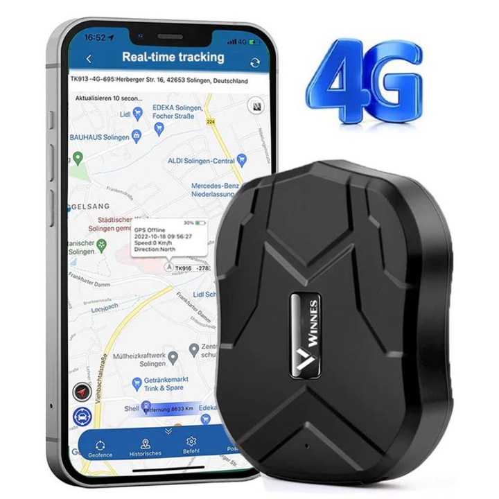GPS Tracker Auto 4G TKSTAR Winnes TK905 – 5000 mAh, Magnet Puternic, Localizare GPS + LBS, IP65, Monitorizare in Timp Real, Aplicatie Android / iOS