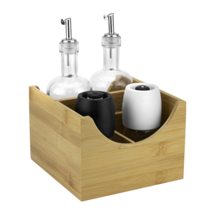 Oliviera 5 piese Raki sticle ulei si otet 350ml, rasnite 130ml, suport bambus