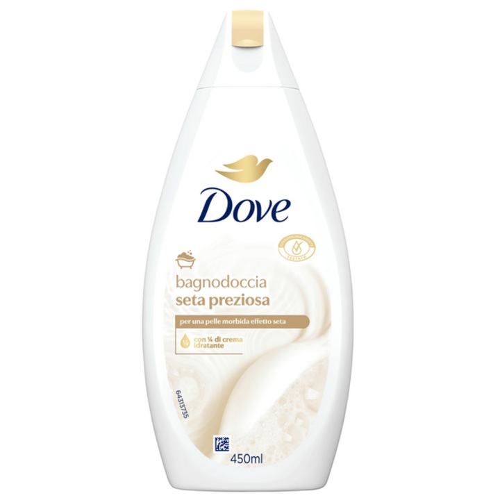 DOVE tusfürdő, értékes selyemből, puha és selymes bőrért, 450ml