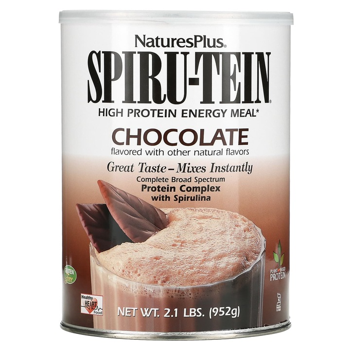 Pudra proteica NaturesPlus Spiru-Tein, ciocolata, 2,1 funte (952 g), pentru masa musculara