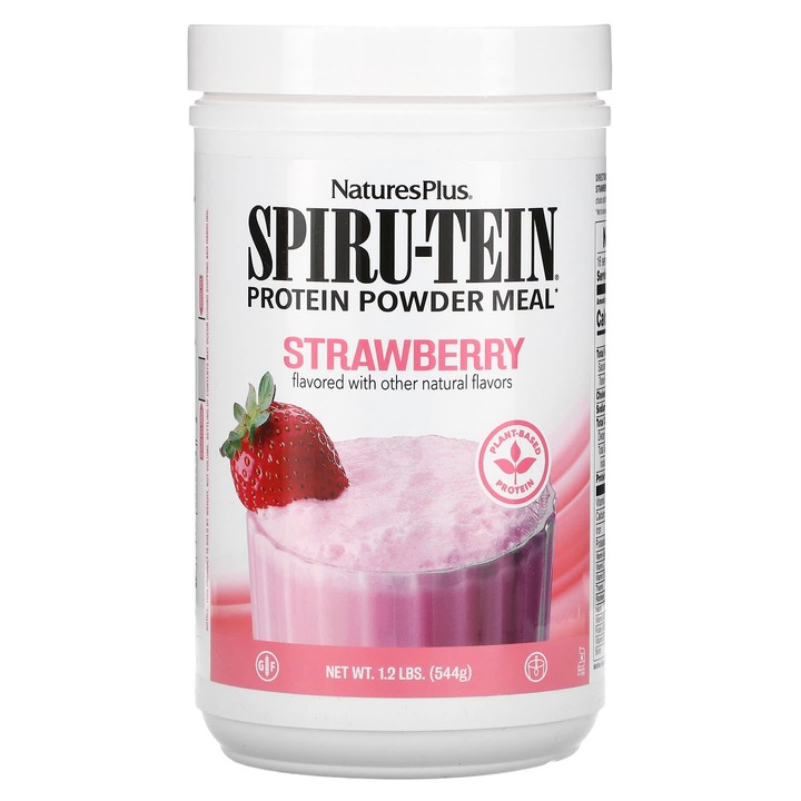 NaturesPlus, Spiru-Tein, proteina in pudra, capsuni, 544 g