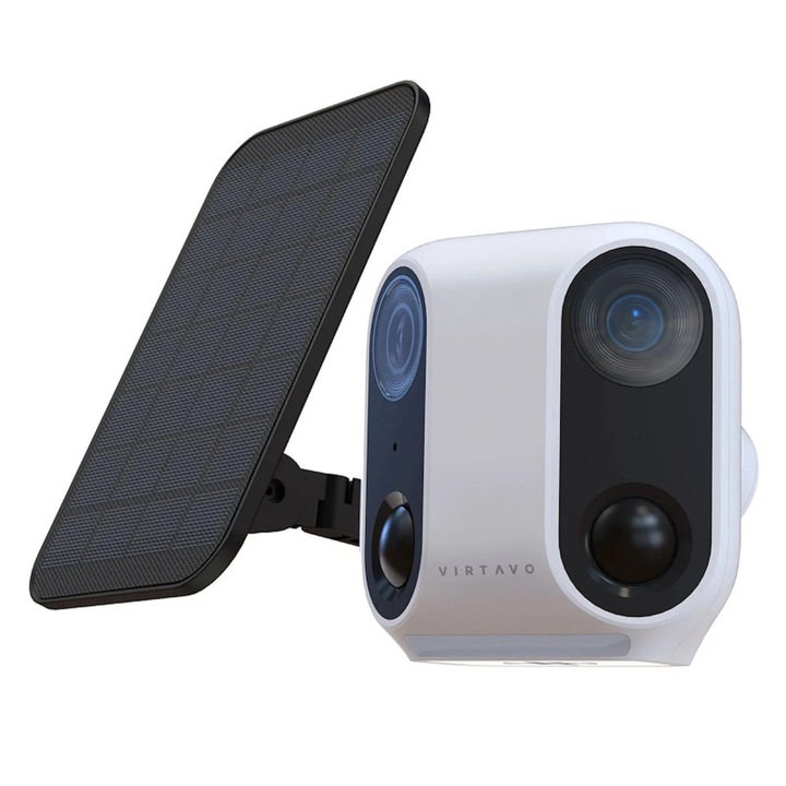 Външна WiFi камера за видеонаблюдение Virtavo PandaVista DualEyes (2x2MP / 160° / Захранване със слънчева енергия / AI детекция / IP66)