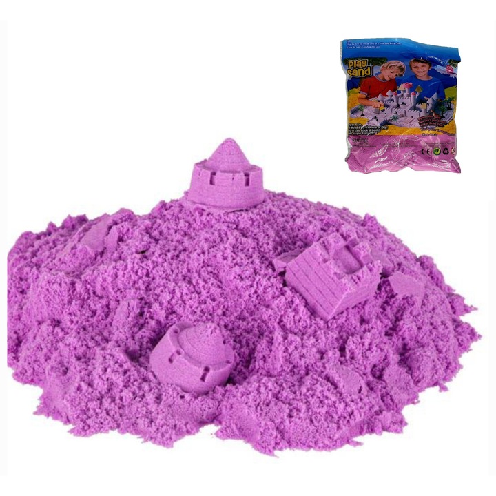Nisip modelator, Play Sand, 1 kg, non-toxic, moale si usor de modelat, nu se usuca, usor de curatat, reutilizabil, 3 ani +, culoare Mov