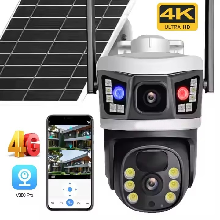 AT PERFORMANCE® 4G Соларна камера за видеонаблюдение – 6MP Full HD, PTZ, SIM, V380 Pro, Цветна нощ, PIR + AI, Външна