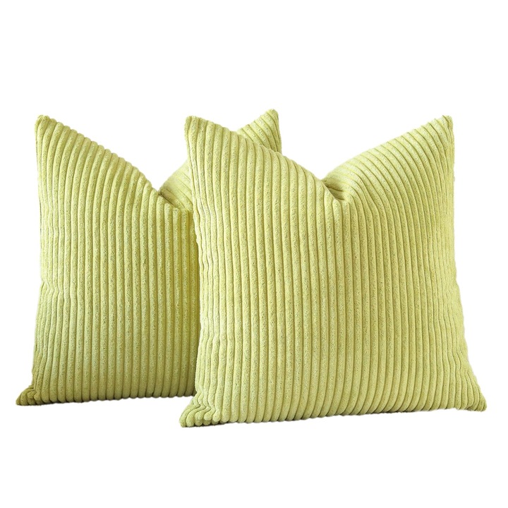 Комплект от 2 калъфки за възглавници 50x50cm JOTOM с текстура на рипсено кадифе, невидим цип, меки декоративни калъфки за дома, възглавница Bud Green