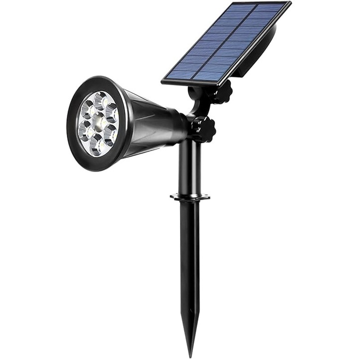 Външна вградена RGB слънчева светлина, регулируем прожектор със 7 LED диода, дневна бяла светлина, пейзажна, водоустойчива, 2 в 1, слънчева светлина, охранителна светлина, сензор за регулиране, автоматично включване/изключване, 6000k 7 LED диода