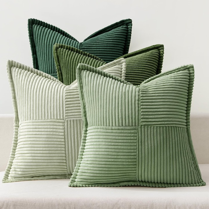 Set 4 Fete de Perna Decorative, Miulee, Poliester, 50x50 cm, Verde