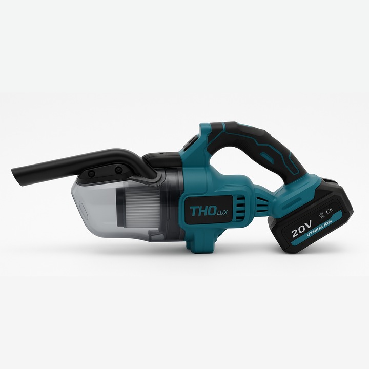 Aspirator Portabil Fara Fir – 20V Li-ion, 2 Baterii, Accesorii Multiple, Aspiratie Puternica, Design Usor