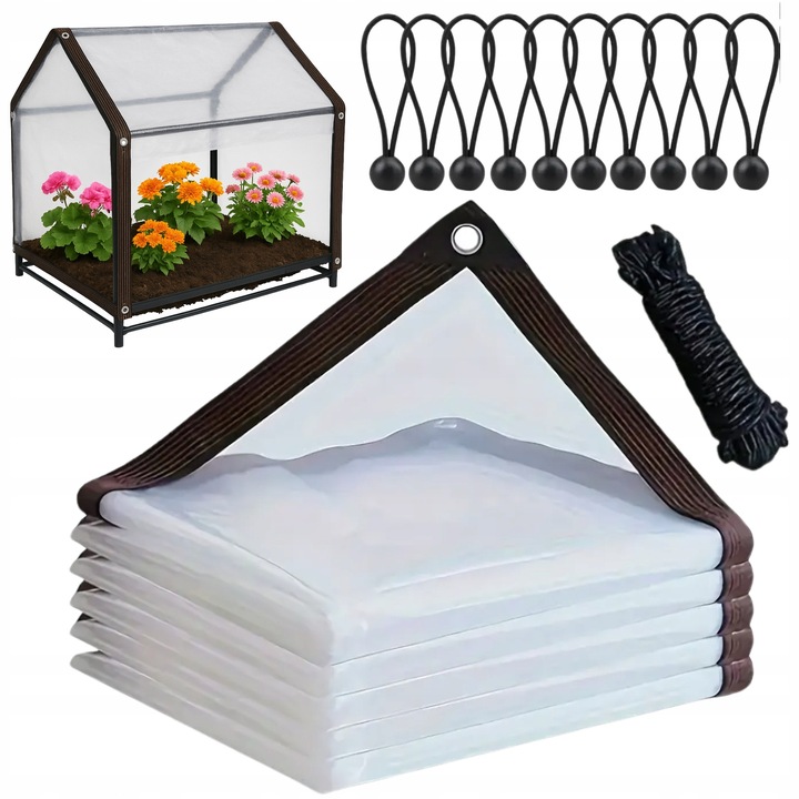 Panza Transparenta 2x5 M Cu Sfoara Si Carlige, Homedesign, Material: Hdpe, Gramaj: 210 G/M², Rezistenta La Rupere, Umiditate Si Radiatii Uv, Ochiuri Multipunct Pentru Montaj Rapid, 2 M x 5 M, Transparenta