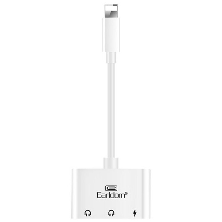 Adaptoare telefoane mobile, Antaptoras Iphone 3, 2 porturi Lightning, 1 port 3.5mm, alb