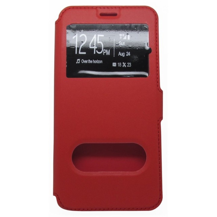 Husa telefon cu display pentru apeluri, rosie, pentru Samsung Galaxy A3 2017