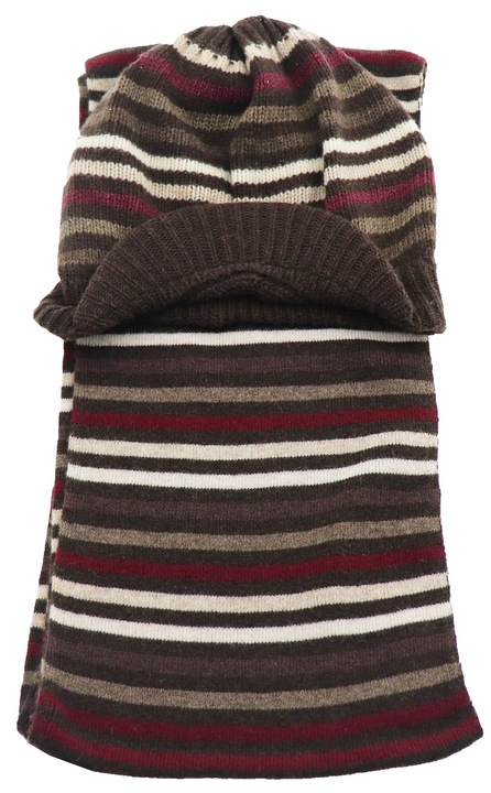 Set caciula si fular dama, tricot, maro