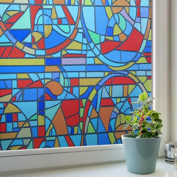 Folie de fereastră opacă autoadezivă Cheighy, multicoloră, 90x200cm, protecție solară anti-UV