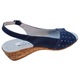 Sandale Dama Albe Ortopedice Din Piele Naturala Cu Talpa Confortabila De 4cm, Bleumarin