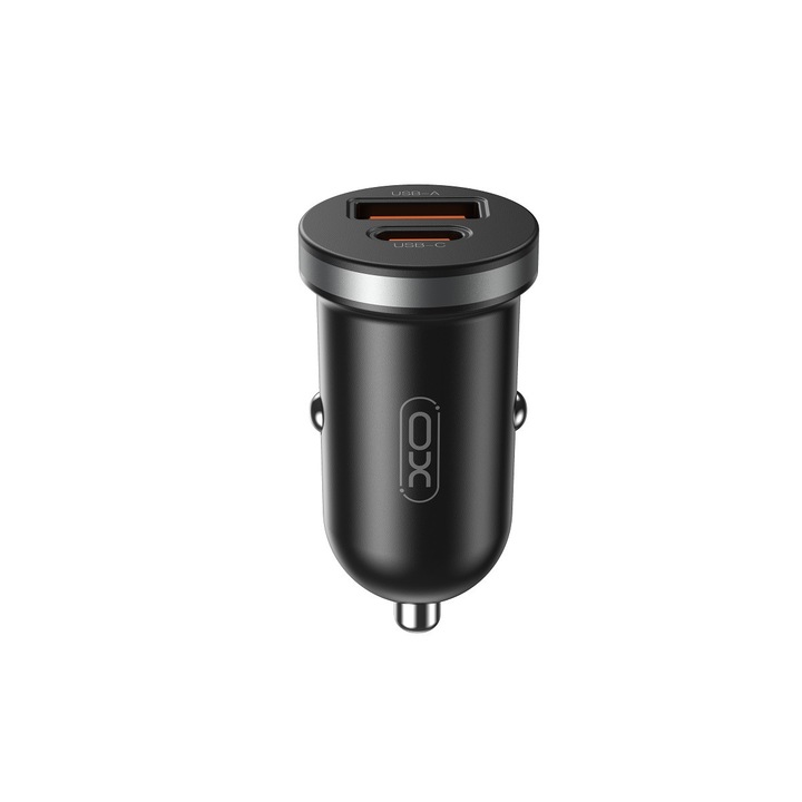 Incarcator auto XO CC56 PD 30W QC 1x USB 1x USB-C negru