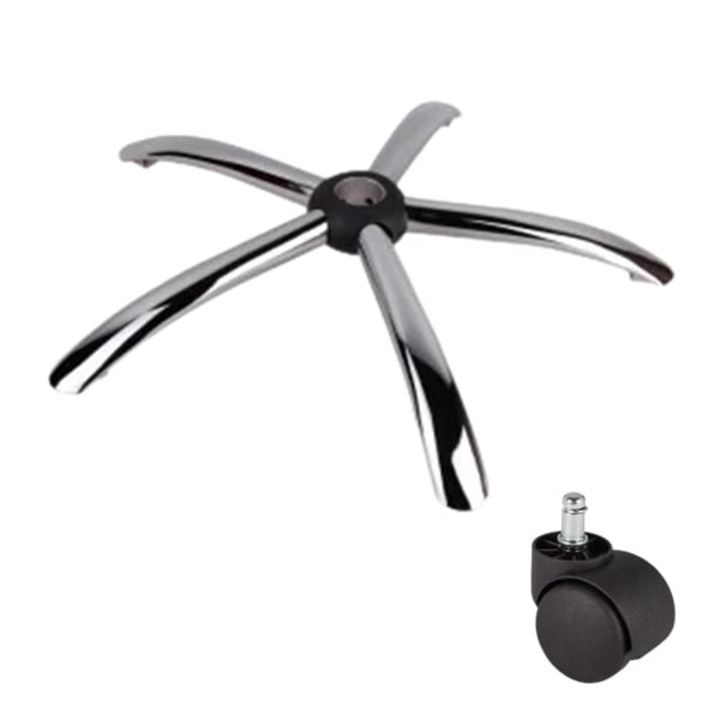 Set baza pentru scaun directorial, 60 cm si rola universala, Ø11 mm, PVC dur