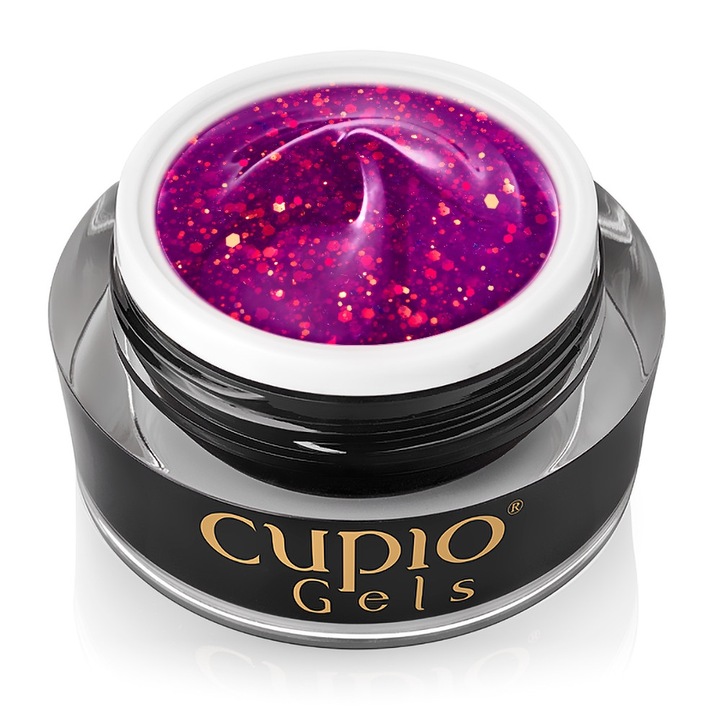 Gel UV de constructie Cupio Glitter Neon Summer Babe 15ml, multicolor, densitate medie