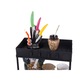 Organizator bucatarie multifunctional VarioShop®, cu doua rafturi extensibile si carlige, raft blat pentru condimente, accesorii de baie sau birou, design compact, 36 x 40 x 22 cm, Negru
