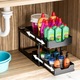 Organizator bucatarie multifunctional VarioShop®, cu doua rafturi extensibile si carlige, raft blat pentru condimente, accesorii de baie sau birou, design compact, 36 x 40 x 22 cm, Negru